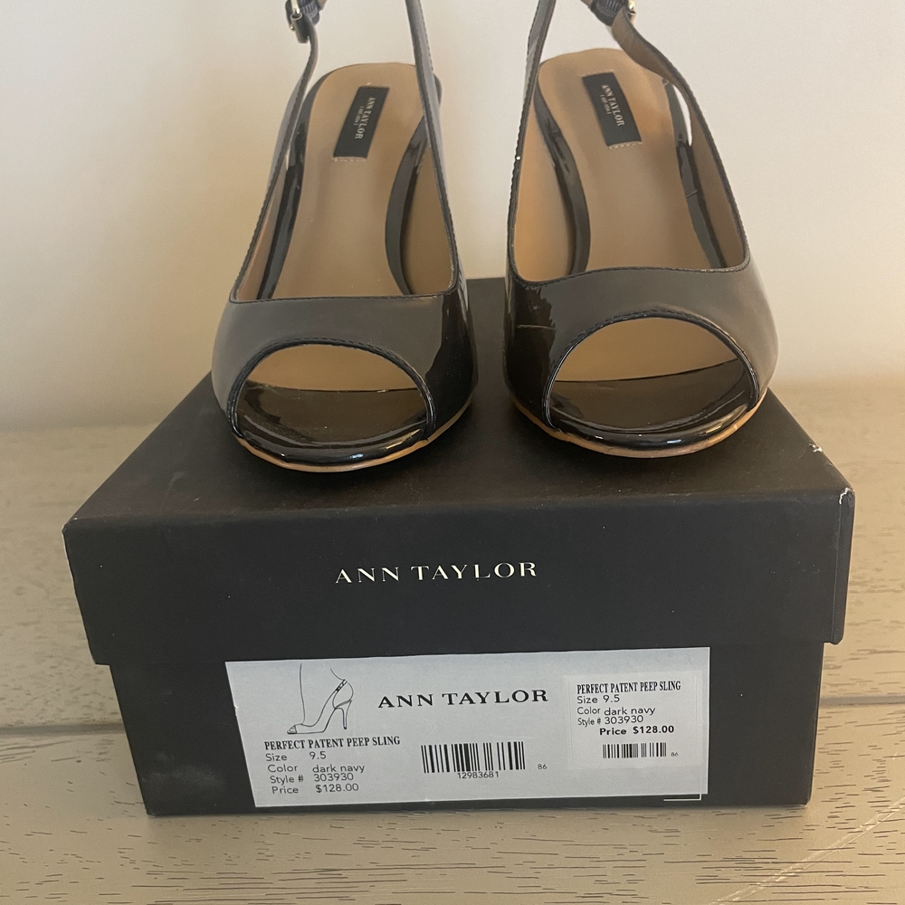 Ann Taylor Women's Gray Peep Toe Slingback Shoes